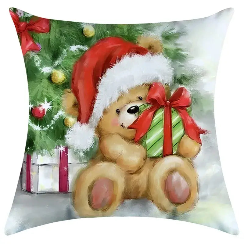 Festive character print christmas pillowcase living room decor