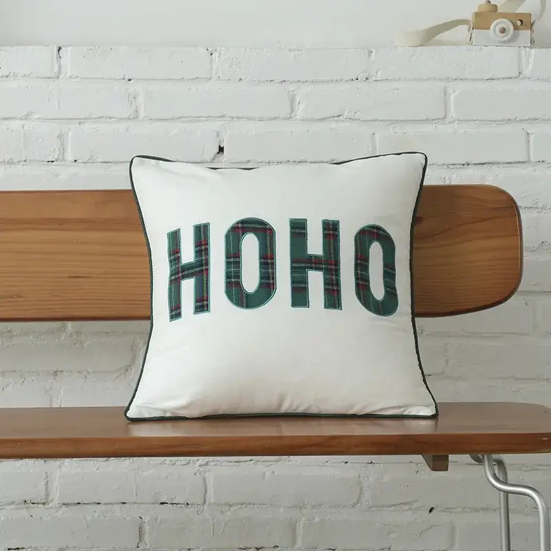 Green & white plaid cotton cushion cover living room snowflake decor