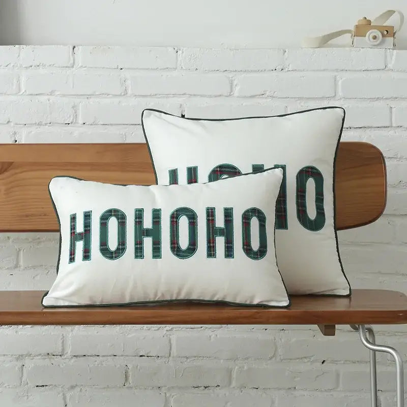 Green & white plaid cotton cushion cover living room snowflake decor