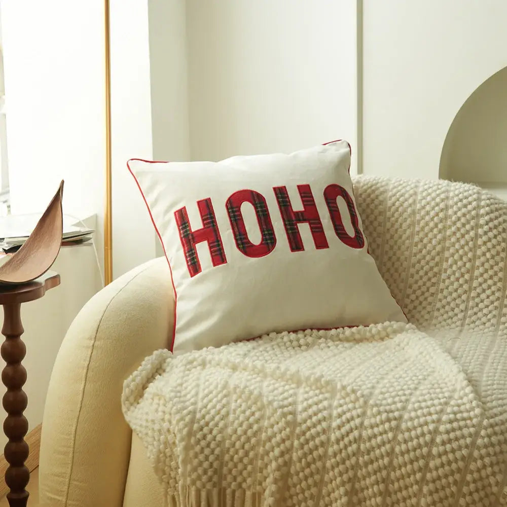 Christmas plaid print pillow case set red & white living room decor