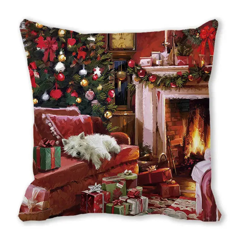 Festive christmas short plush pillowcase living room decor