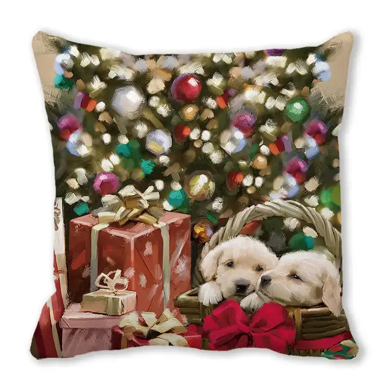 Festive christmas short plush pillowcase living room decor