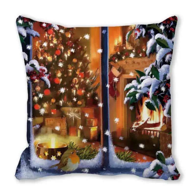 Festive christmas short plush pillowcase living room decor