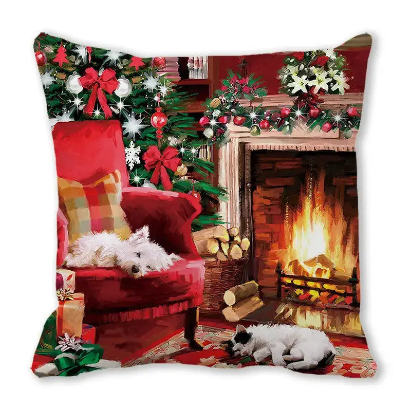 Festive christmas short plush pillowcase living room decor