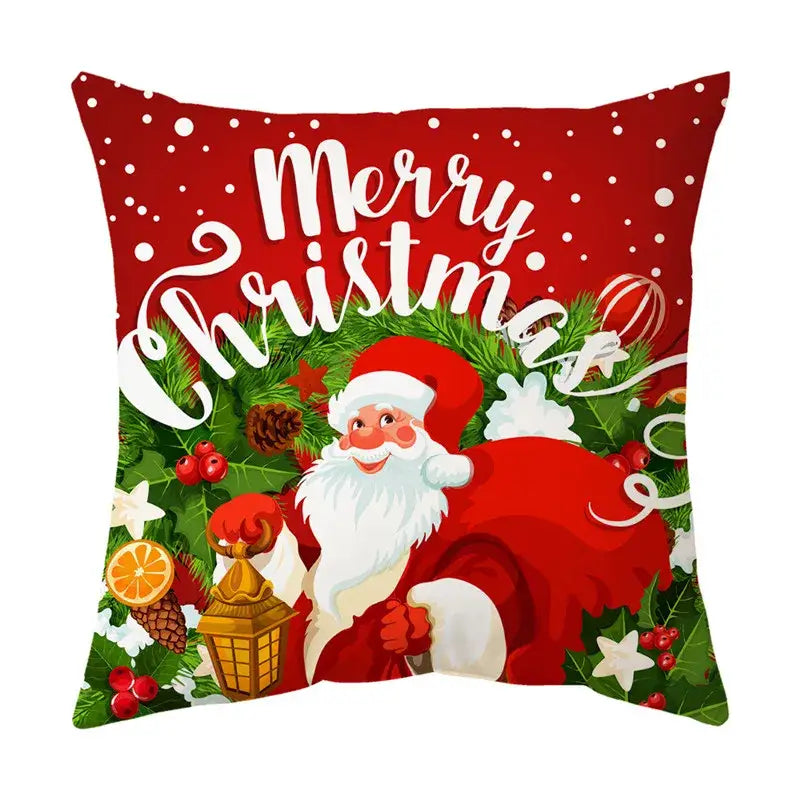 Festive red santa claus christmas sofa pillow cover living room decor