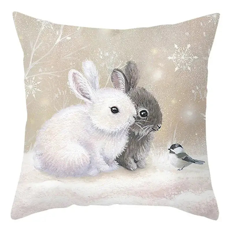 Winter woodland christmas soft plush cushion cover bedroom decor