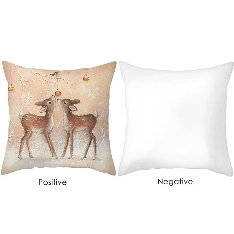 Winter woodland christmas soft plush cushion cover bedroom decor