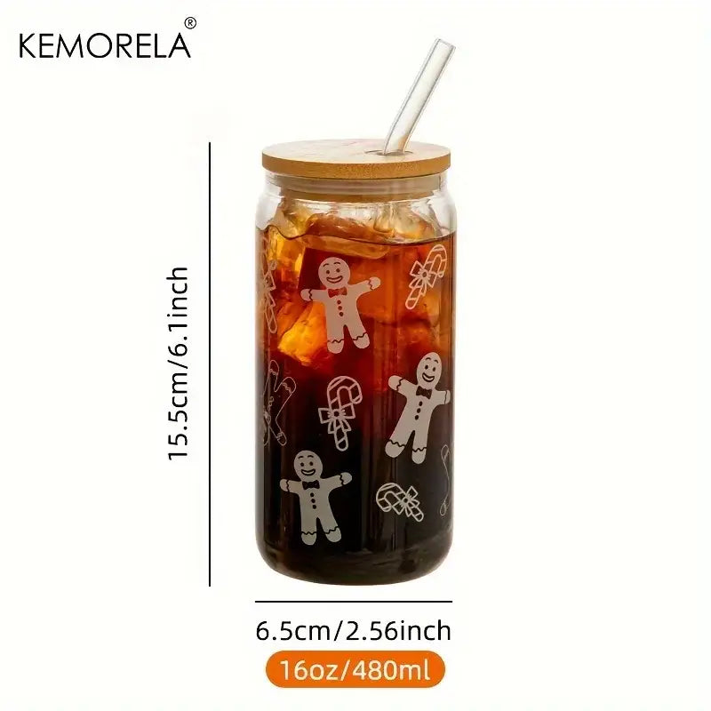 Decorbites christmas glass beer can mug with lid kitchen drinkware