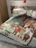 Beige woven squirrel christmas throw blanket living room decor