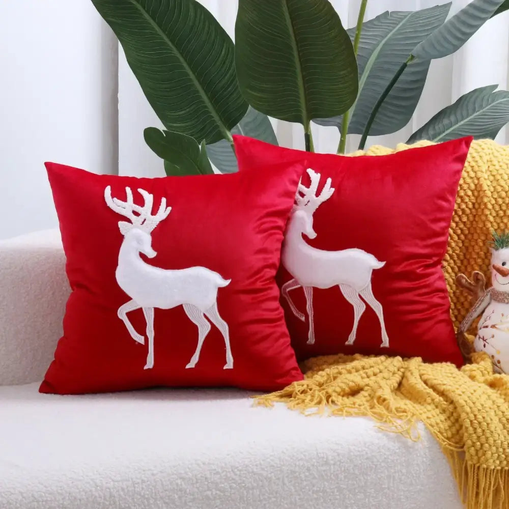 Embroidered gold & silver christmas tree cushion cover living room