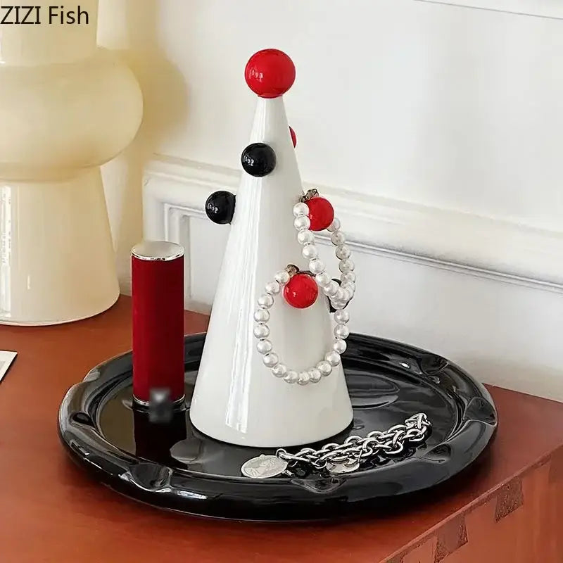 Modern white ceramic christmas tree jewelry stand bedroom decor