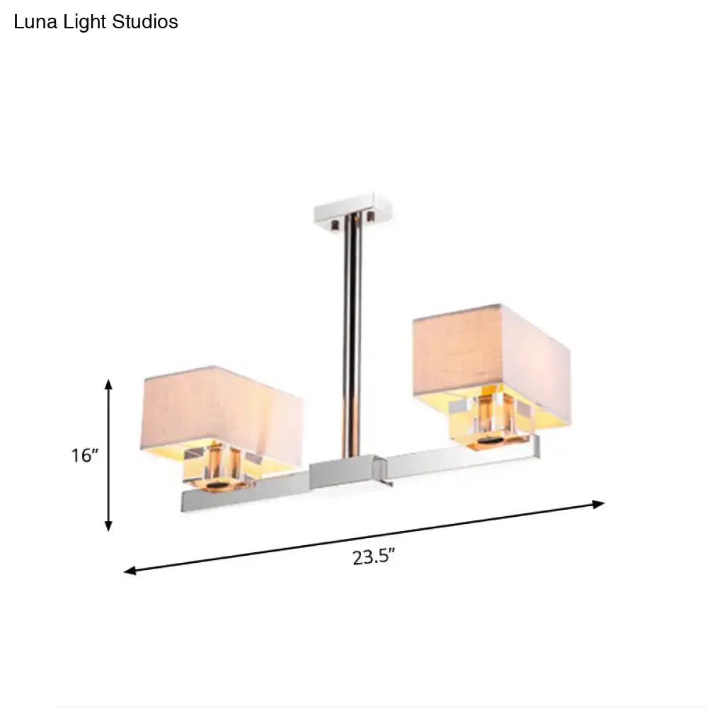 Modern chrome pendant light with fabric shade dining room chandelier