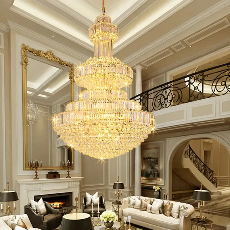Decorbites classic crystal chandelier clear & gold living room light