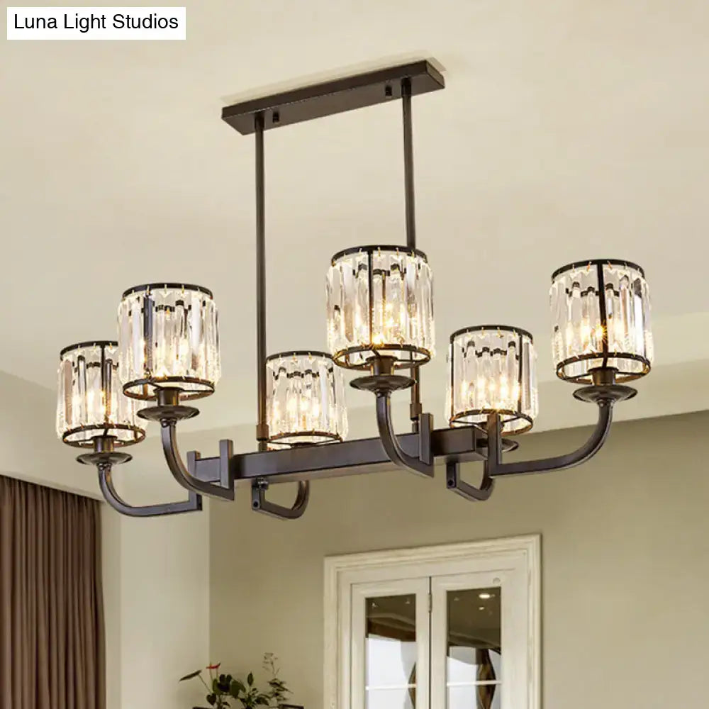 Modern dark bronze crystal 5 light chandelier dining room island