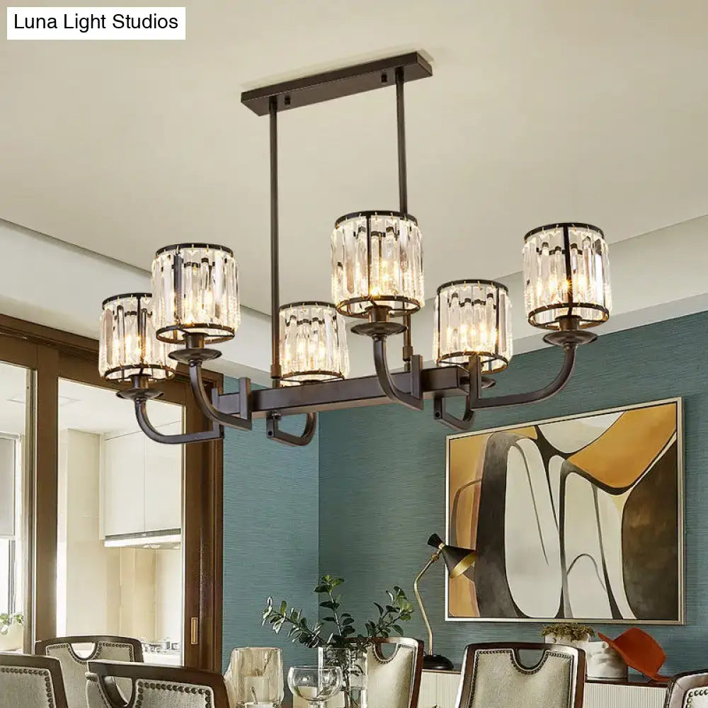 Modern dark bronze crystal 5 light chandelier dining room island