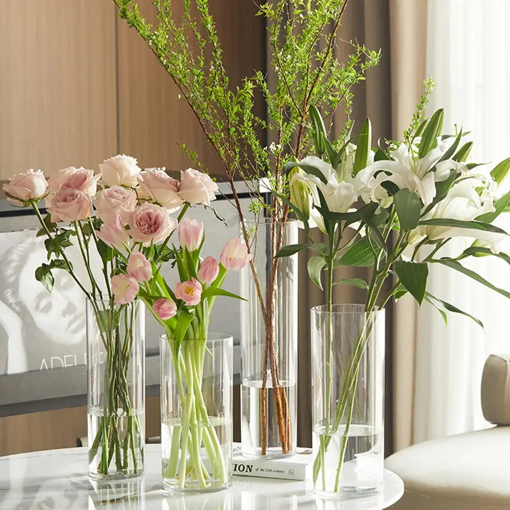Modern clear acrylic hurricane flower vase dining room centerpiece