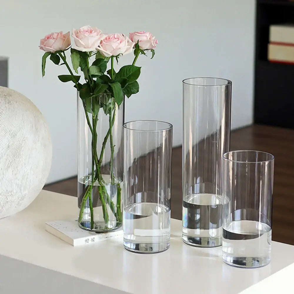 Modern clear acrylic hurricane flower vase dining room centerpiece