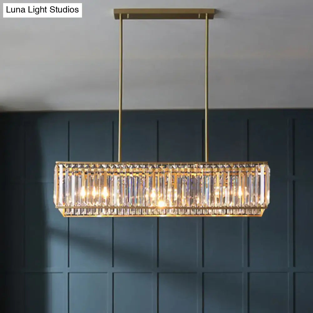 Modern black crystal island pendant light – kitchen rectangular chandelier