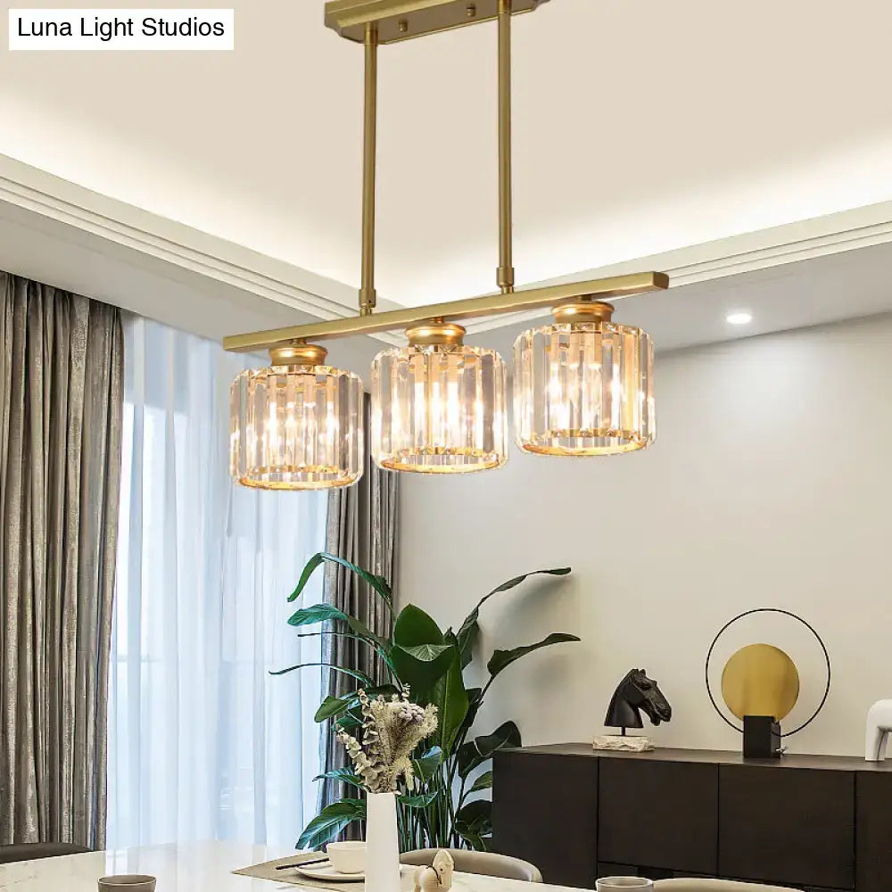 Modern black and clear crystal pendant island light – dining room
