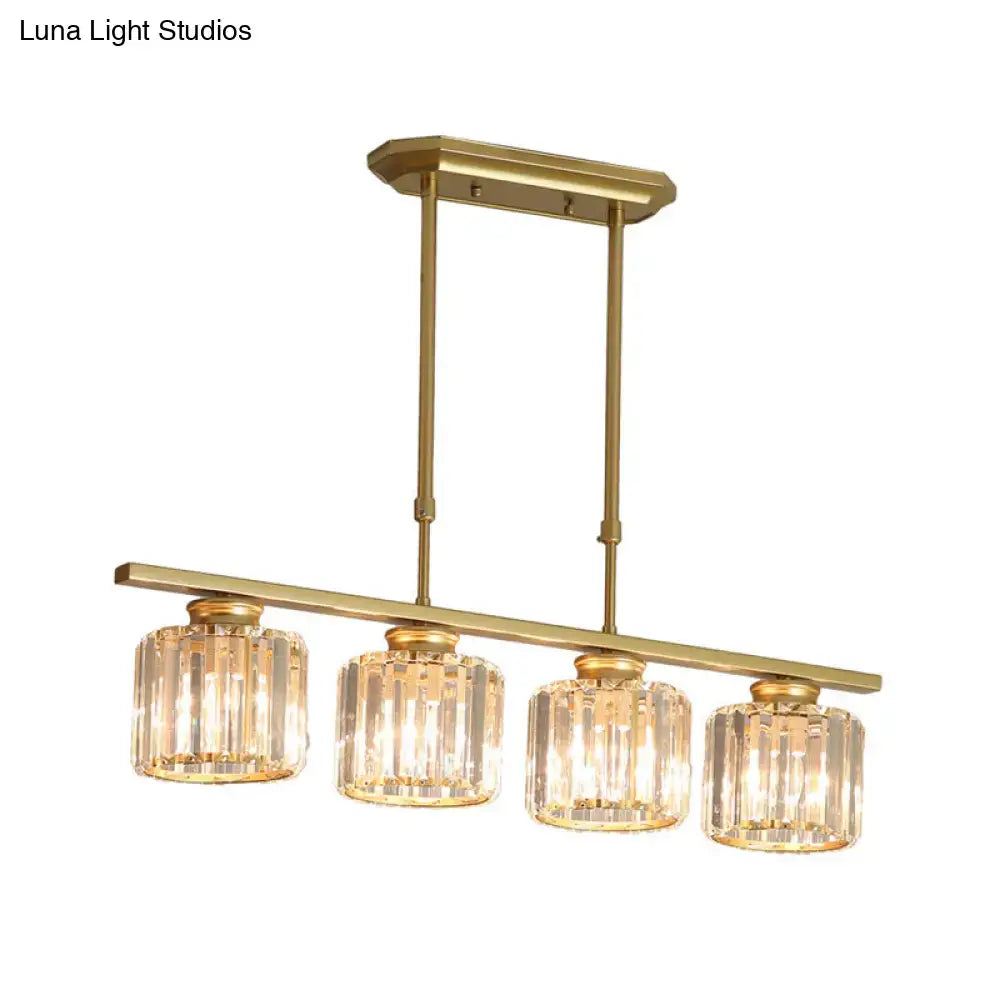 Modern black and clear crystal pendant island light – dining room