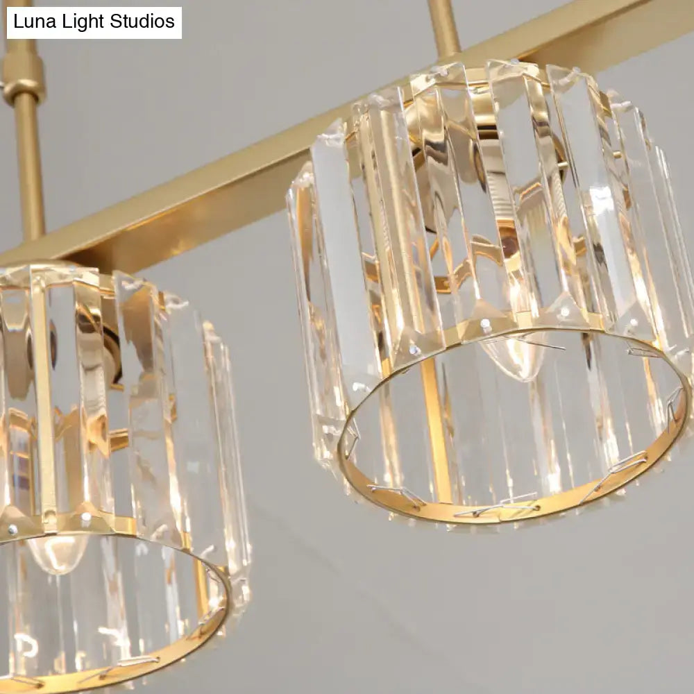 Modern black and clear crystal pendant island light – dining room