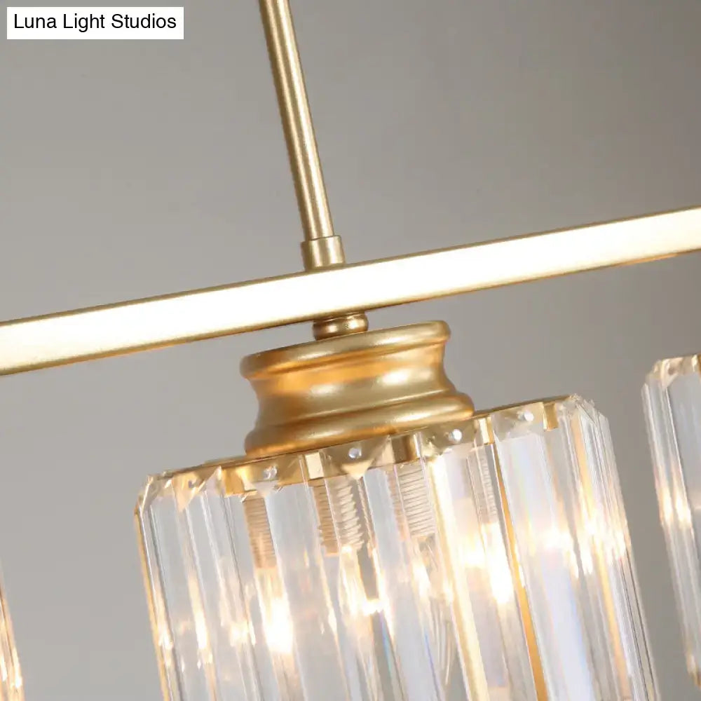 Modern black and clear crystal pendant island light – dining room