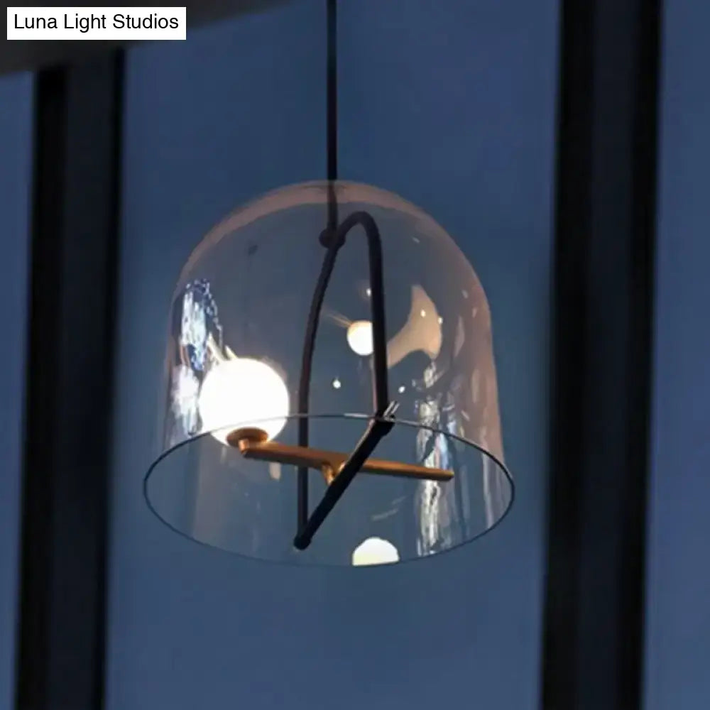 Modern clear glass cylinder pendant light – living room black frame