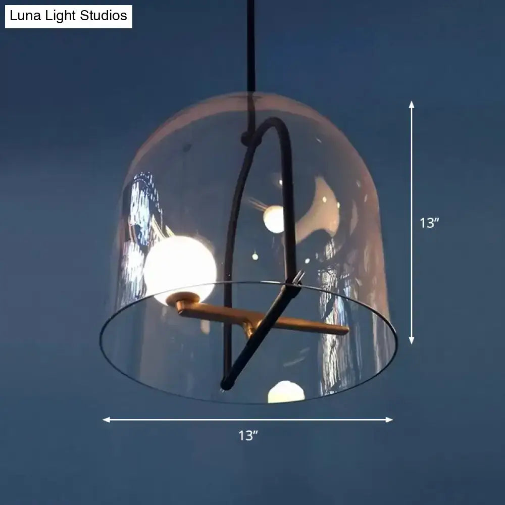 Modern clear glass cylinder pendant light – living room black frame