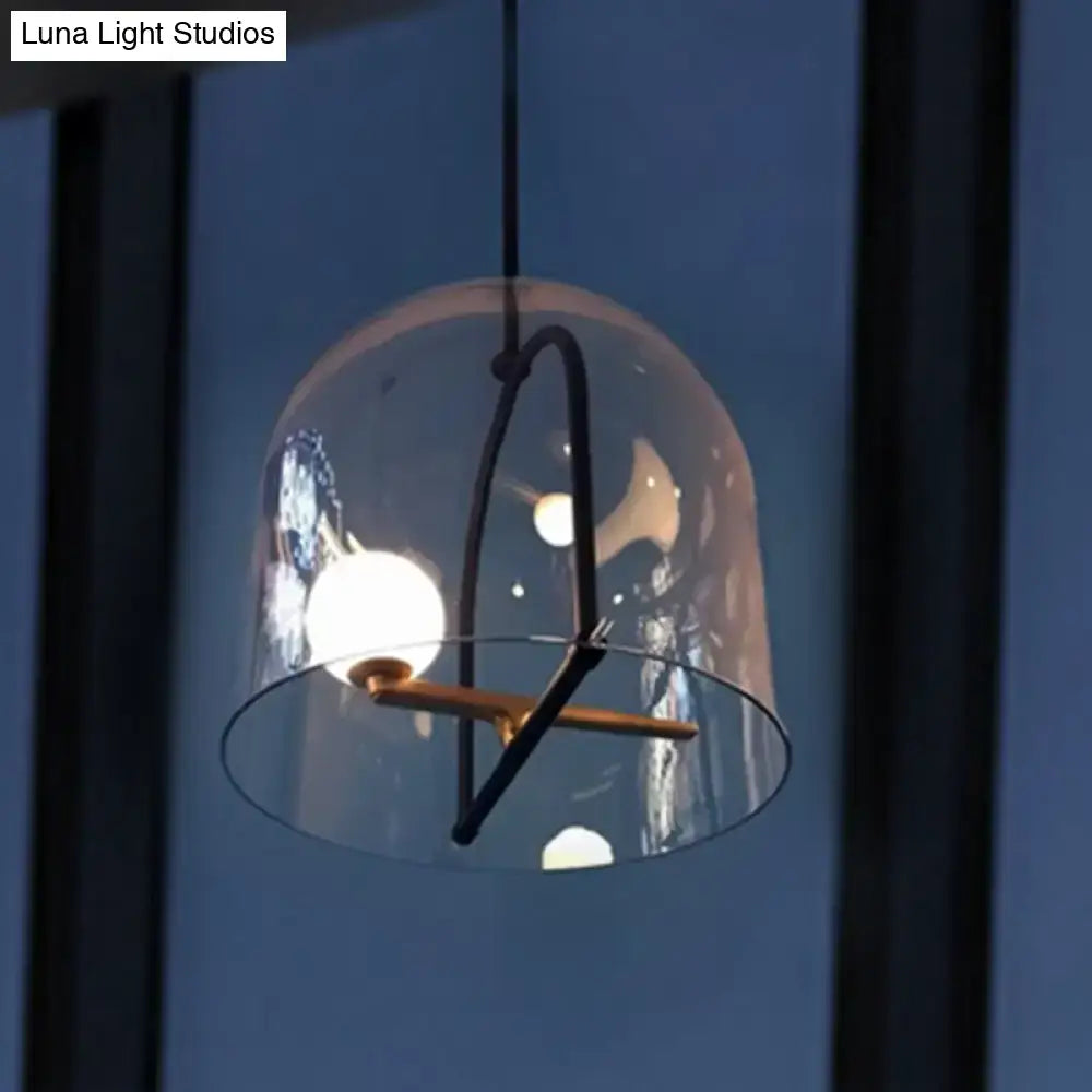 Modern clear glass cylinder pendant light – living room black frame