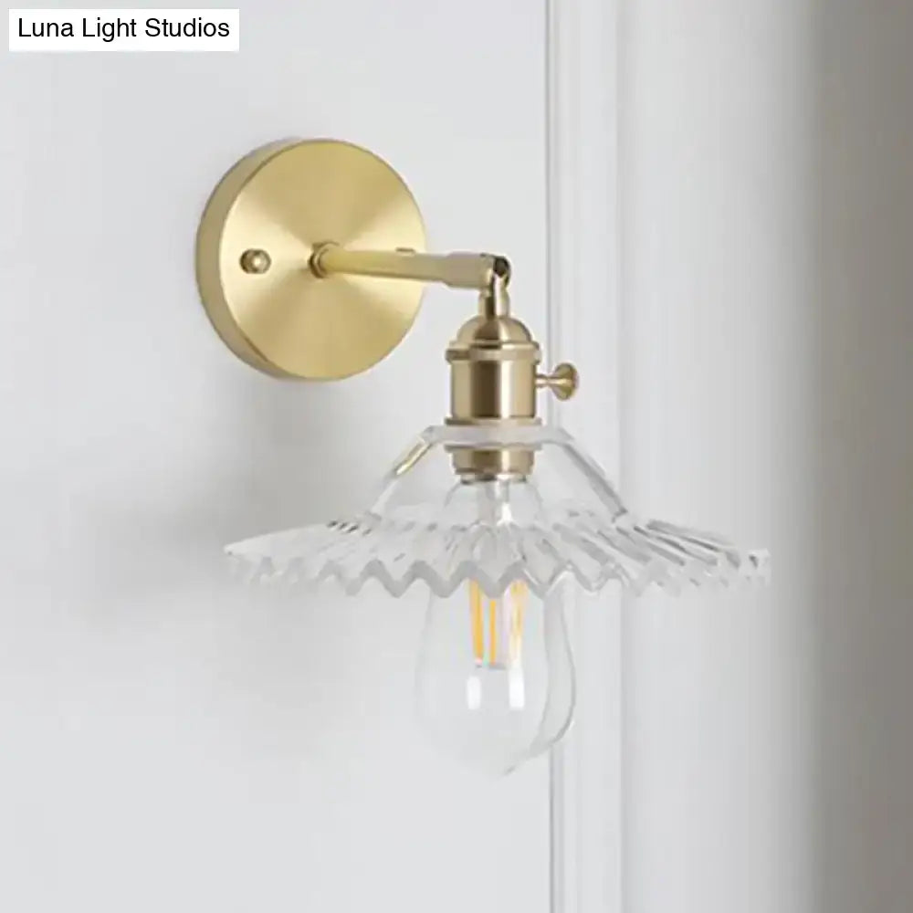 Industrial brass clear glass wall sconce living room light