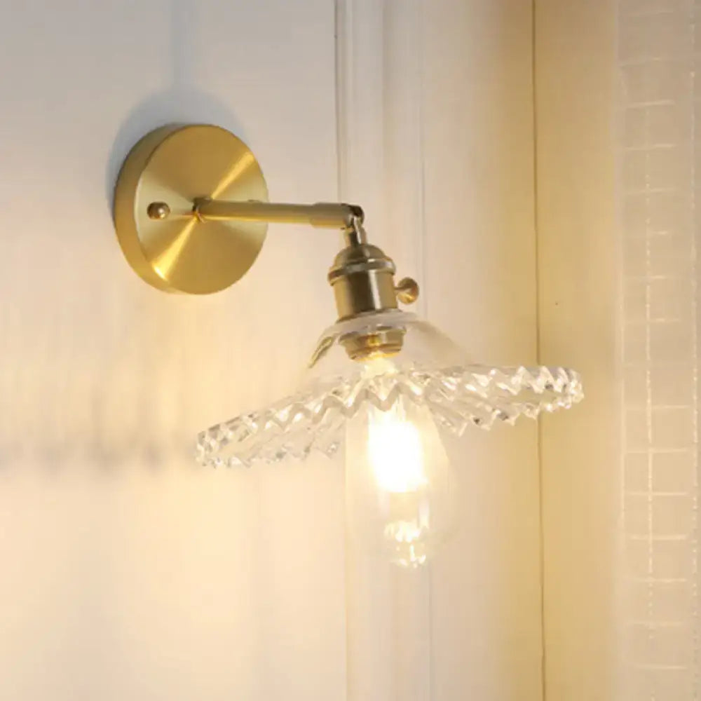 Industrial brass clear glass wall sconce living room light