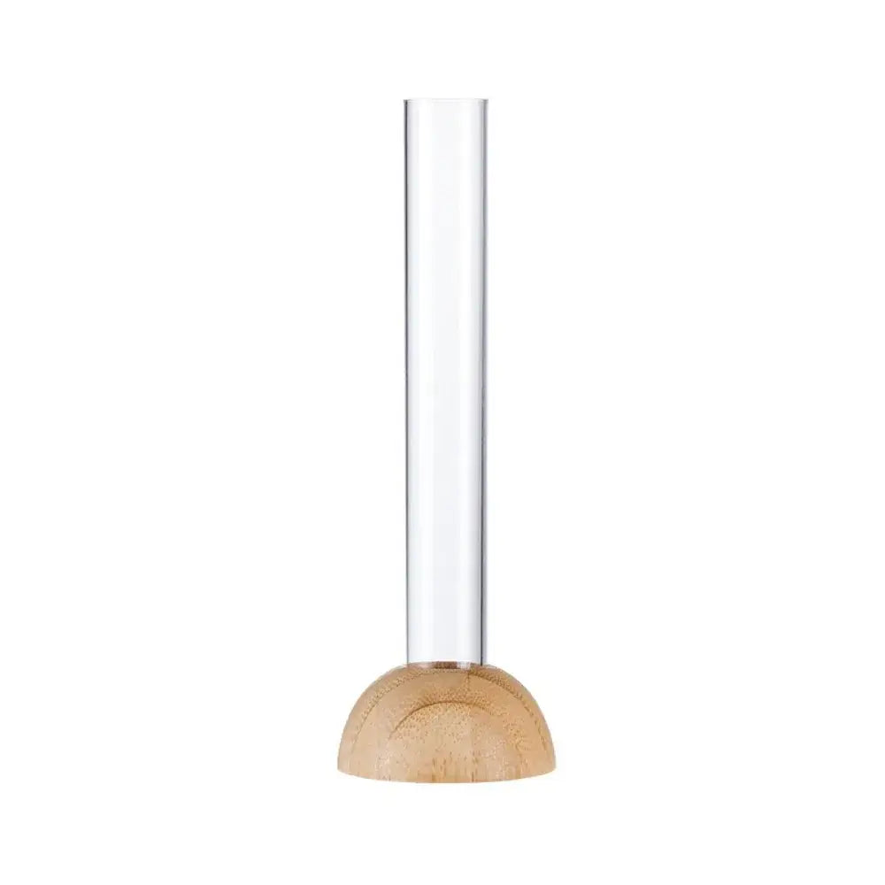 Minimalist wood and plastic test tube vase living room decor
