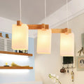 Wood and white glass cluster pendant kitchen light