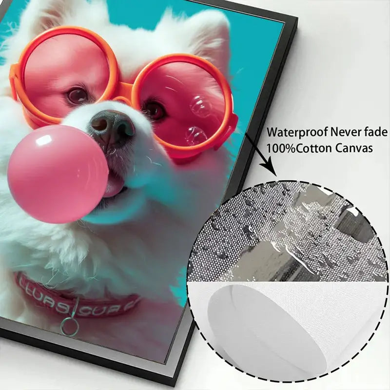 Vibrant colorful dog sunglasses canvas wall art living room decor