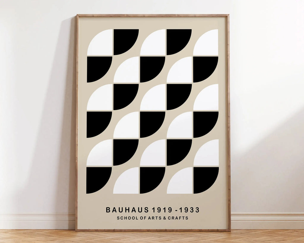 Bauhaus pink & orange geometric wall art – living room canvas print