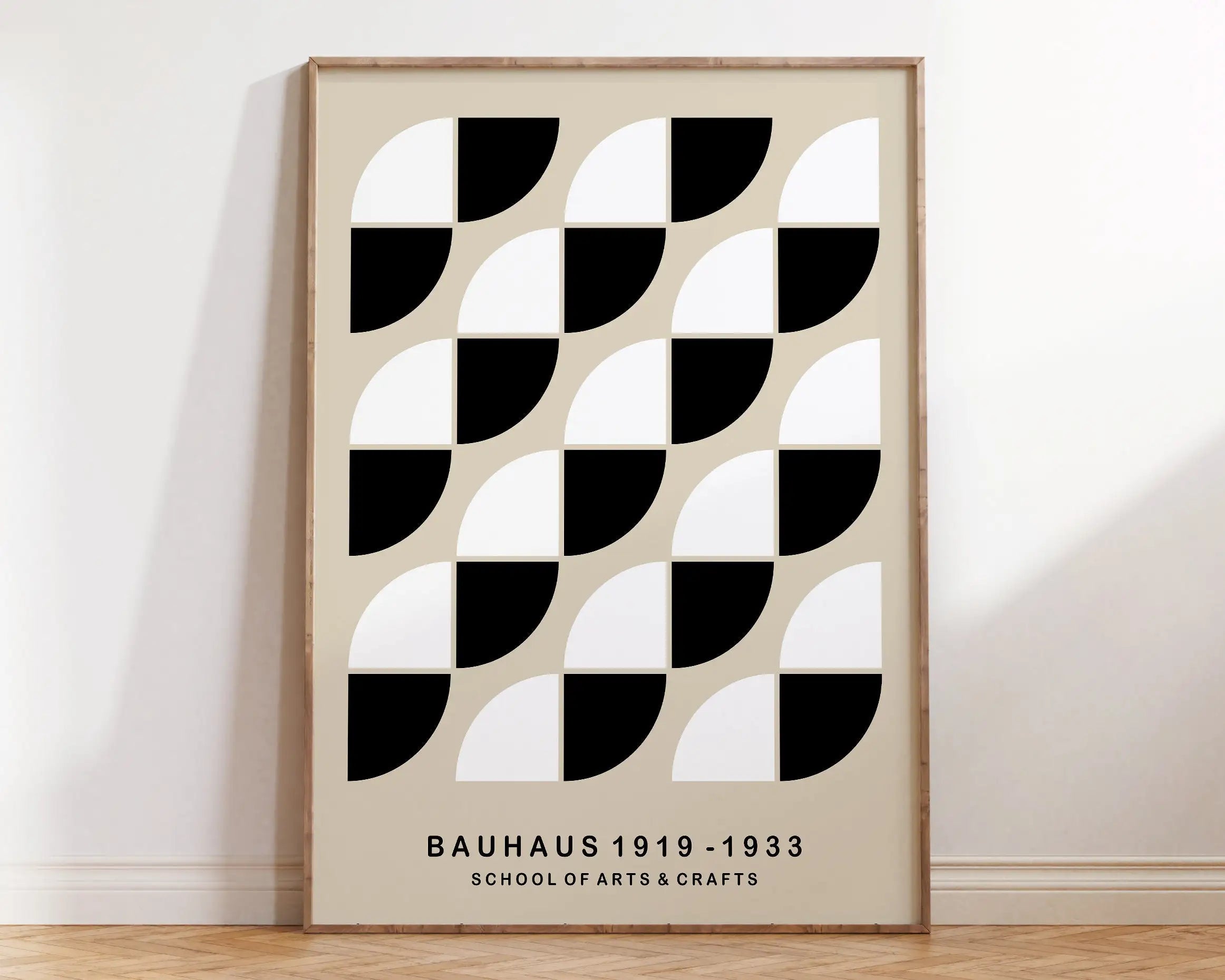 Bauhaus pink & orange geometric wall art – living room canvas print