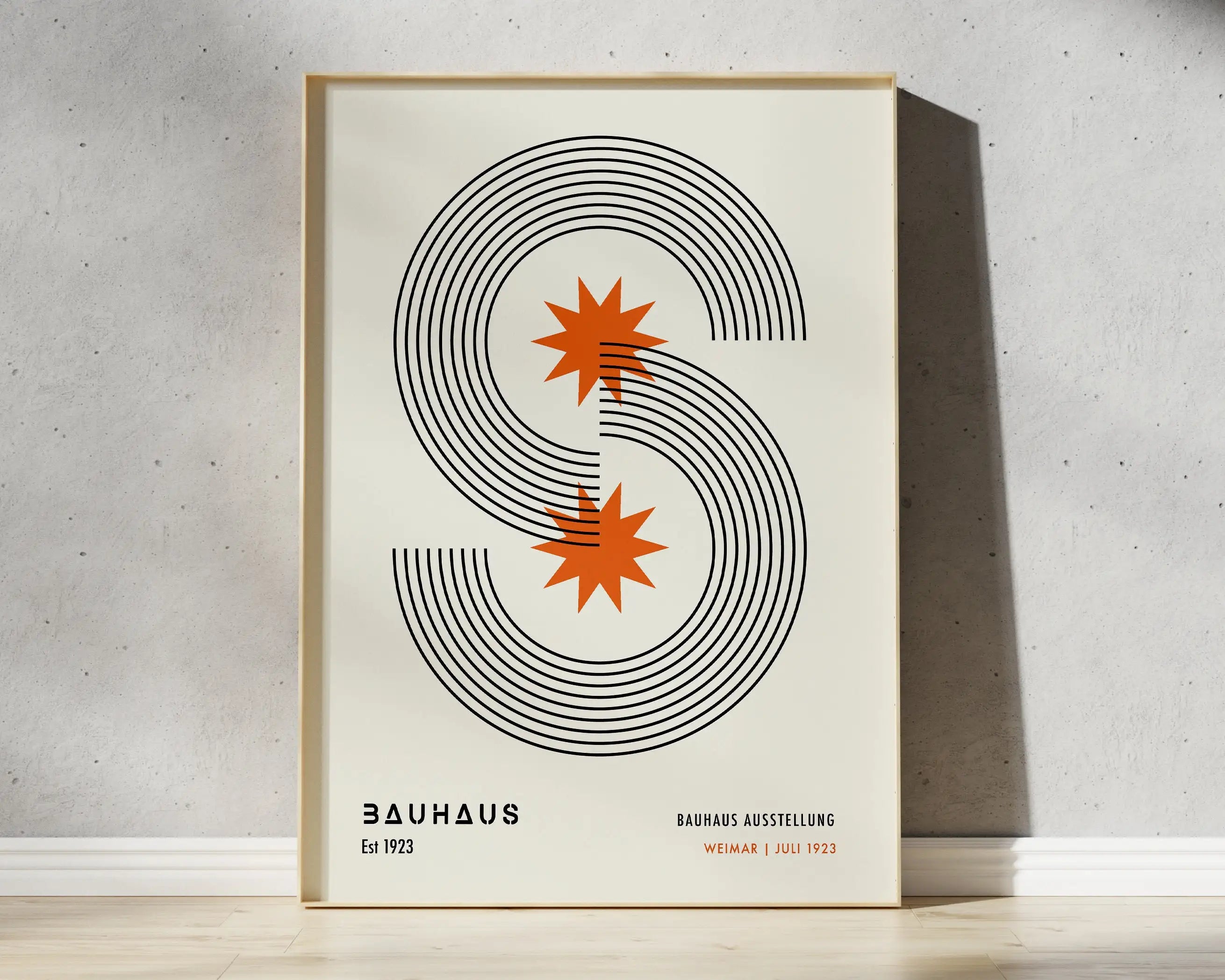 Bauhaus pink & orange geometric wall art – living room canvas print