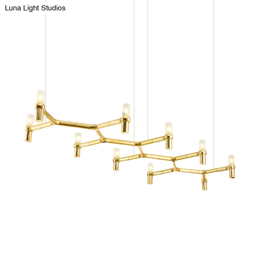 DecorBites™ Contemporary 10-Head Ceiling Pendant with Aluminum Alloy Shade - Black, White, Chrome, or Gold Tube Hanging Light for Island