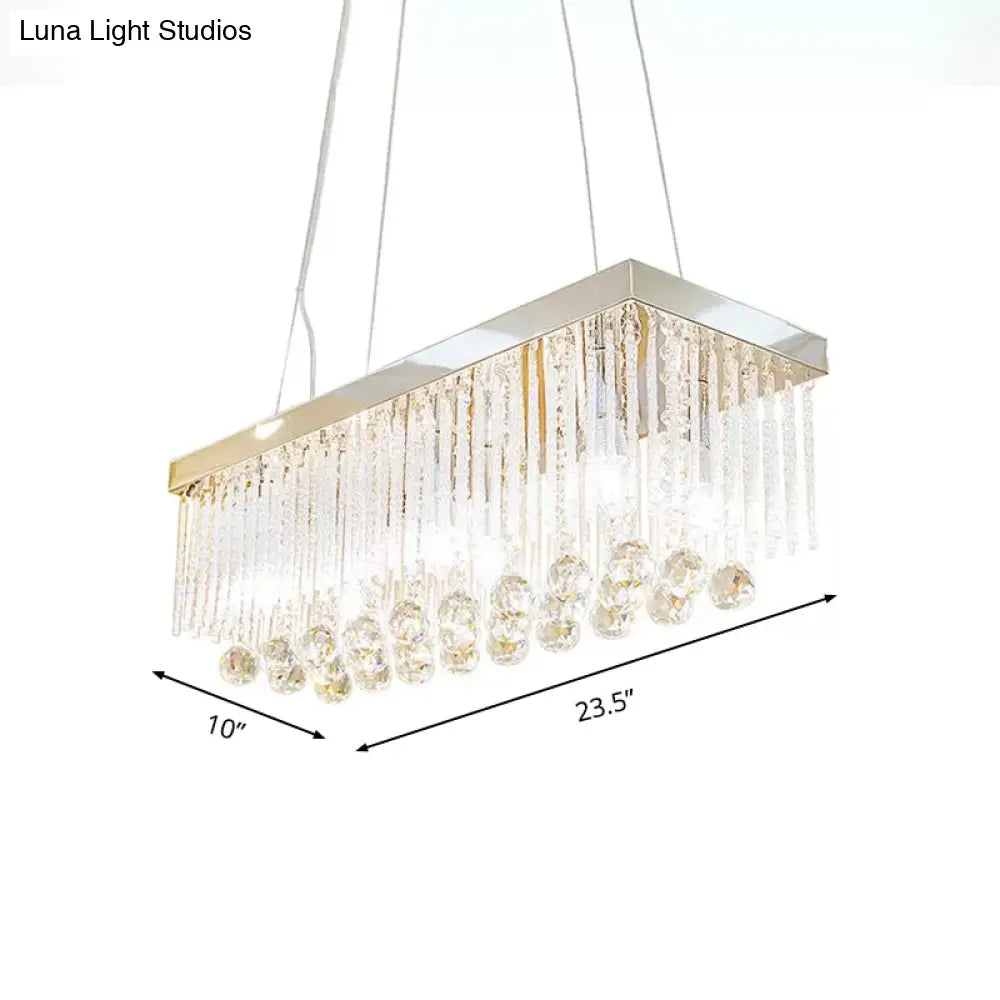 DecorBites™ Contemporary 6-Head Chrome Island Light Fixture with Crystal Ball Accents