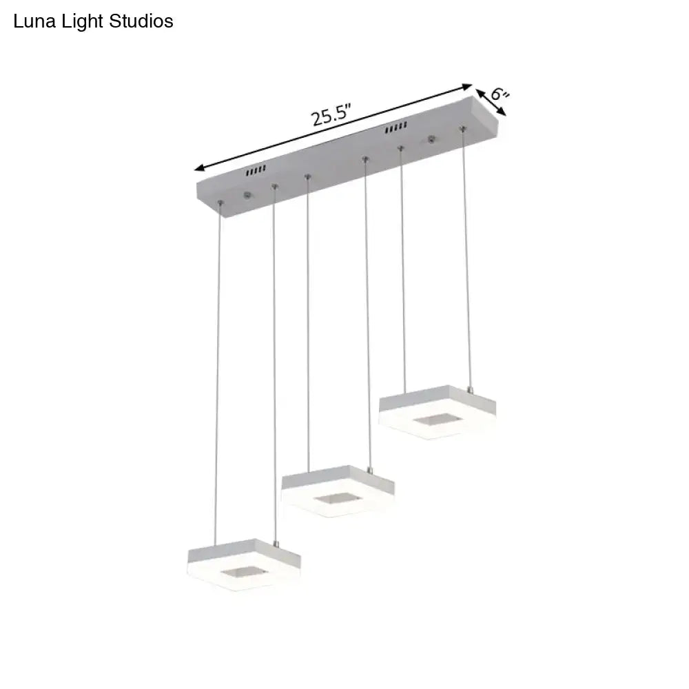 Modern silver acrylic square island light kitchen pendant fixture