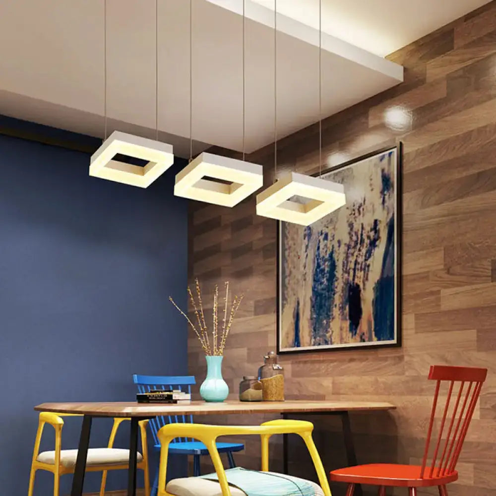 Modern silver acrylic square island light kitchen pendant fixture