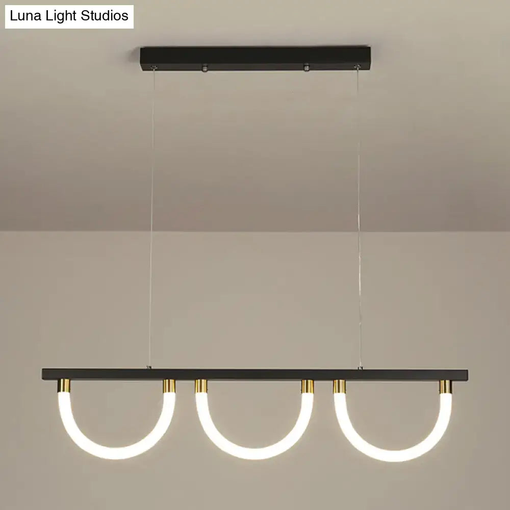 Contemporary black & gold 3-light island lamp – kitchen pendant