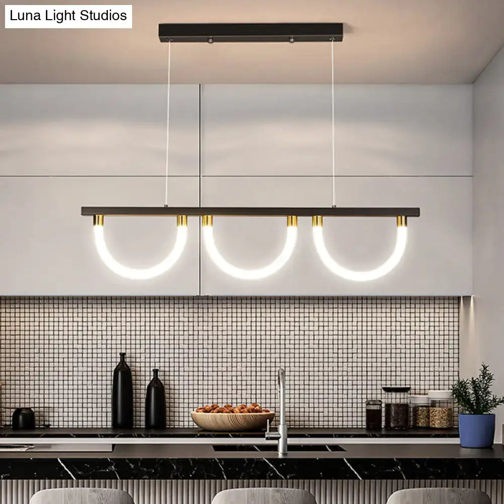 Contemporary black & gold 3-light island lamp – kitchen pendant