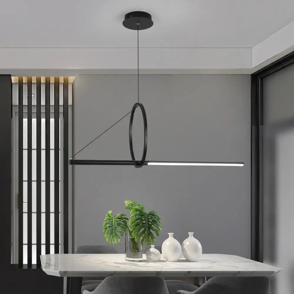 Modern black led ceiling light with remote control for dining room