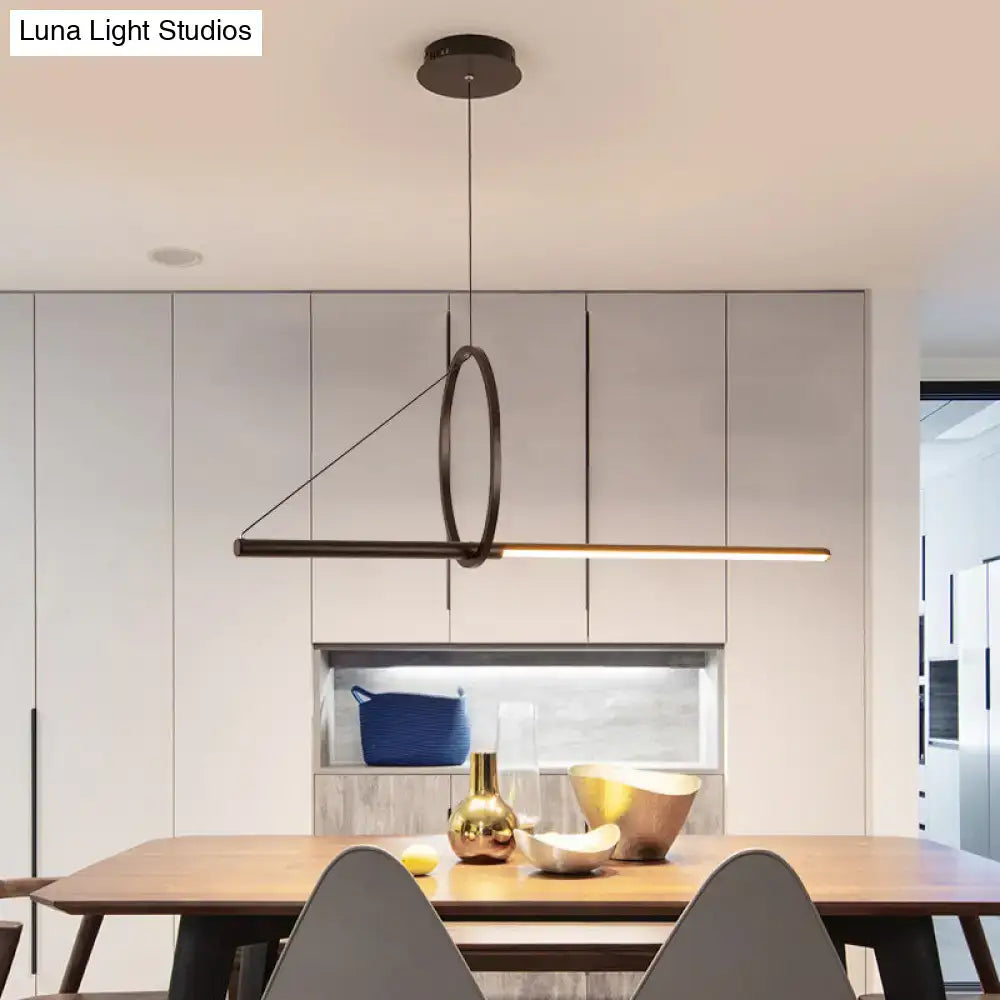 Modern black led ceiling light with remote control for dining room