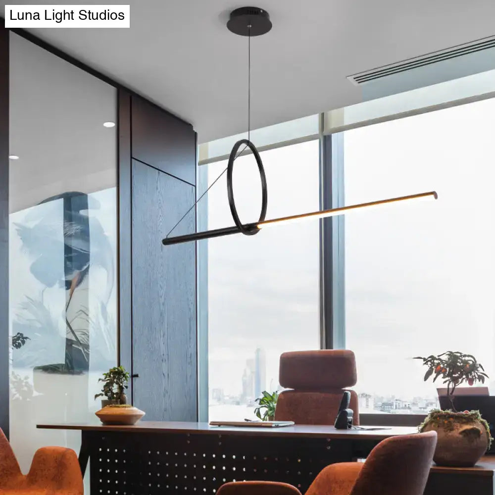 Modern black led ceiling light with remote control for dining room