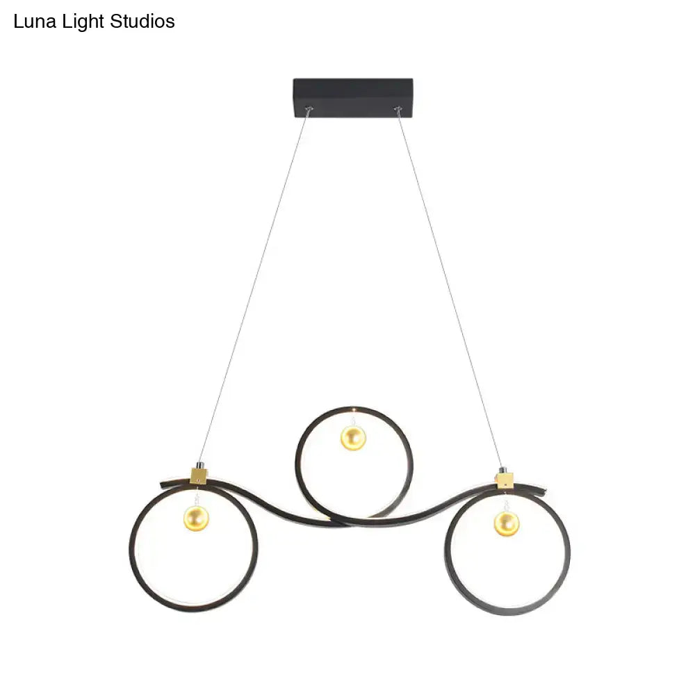 Modern black symmetrical rings island pendant light kitchen lighting