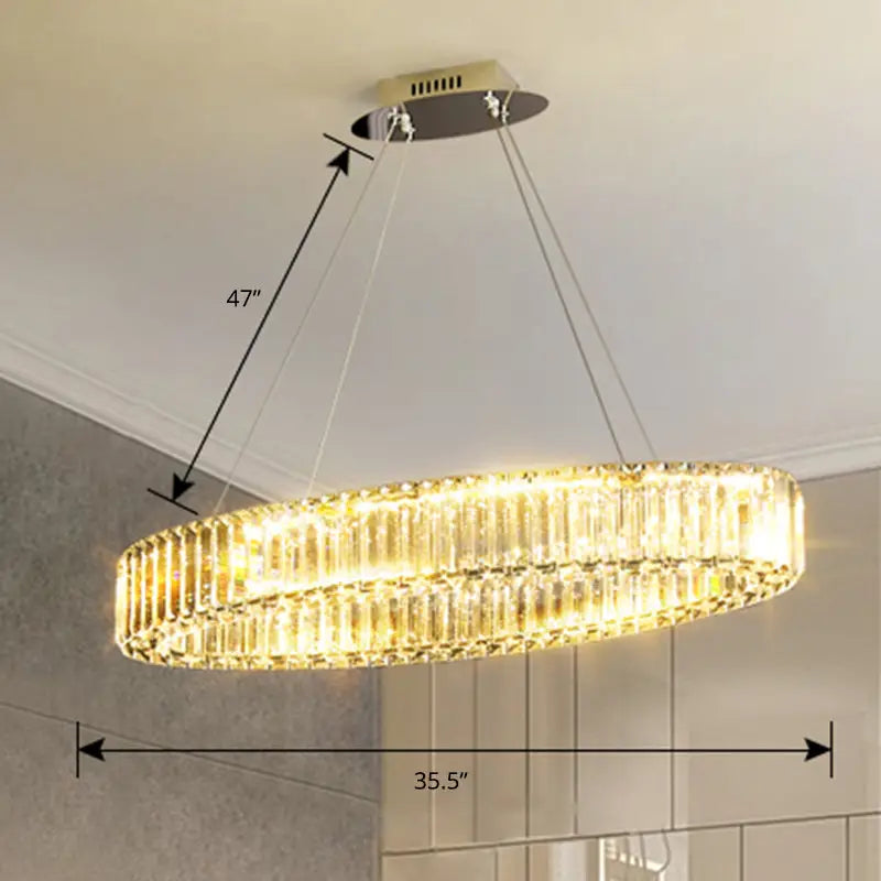 DecorBites™ Contemporary Clear Crystal Prism Hanging Lamp for Dining Table - Island Light with K9 Crystals