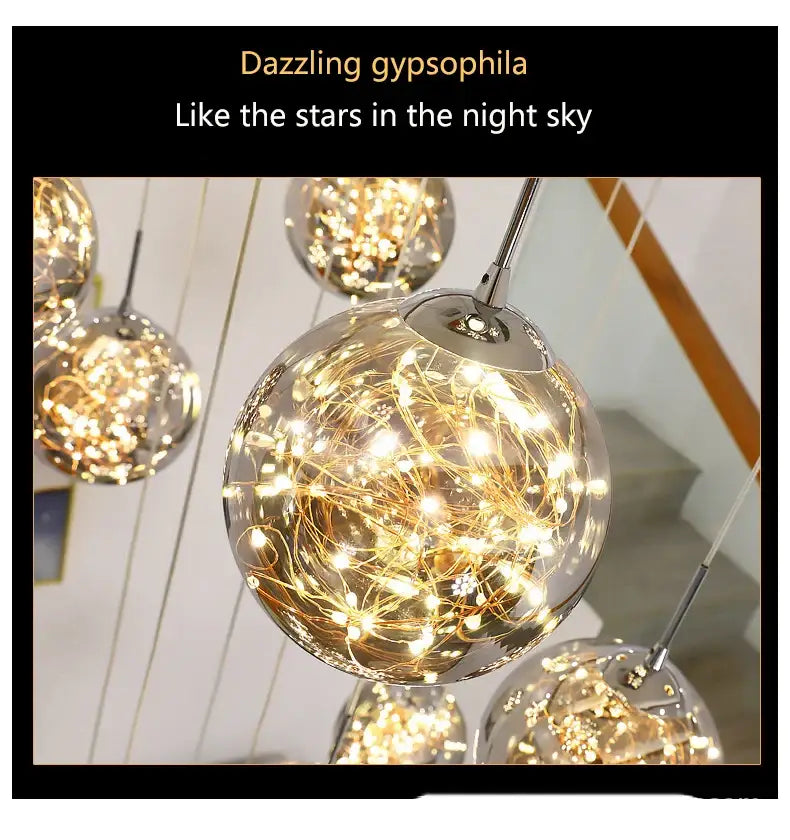 Modern spiral crystal ball chandelier dining room pendant light