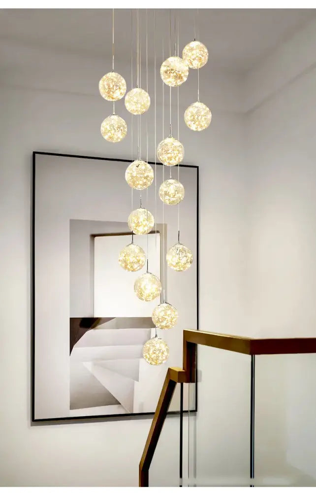 Modern spiral crystal ball chandelier dining room pendant light